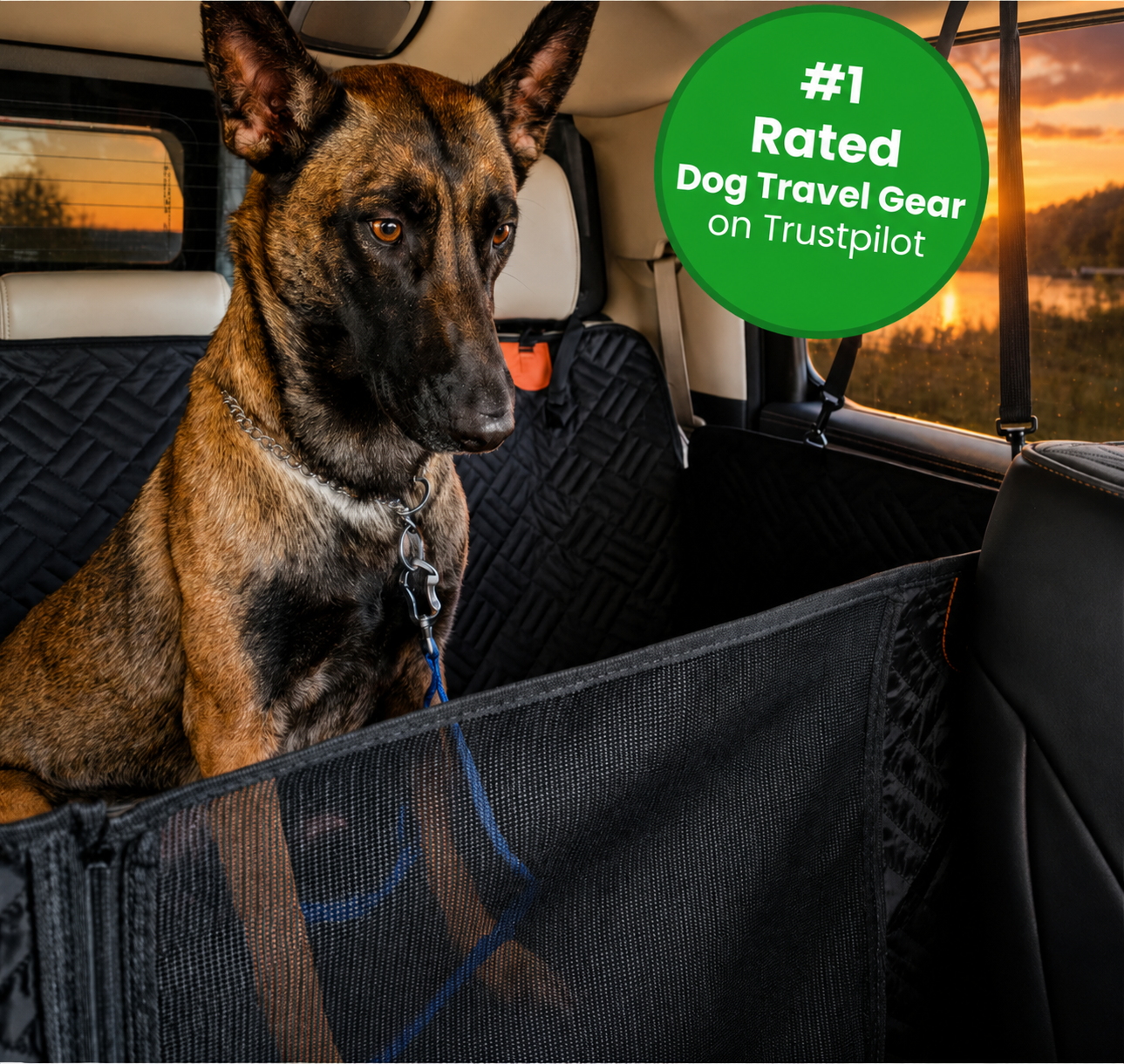 Dog Car Seat Cover & Backseat Extender — Hard Bottom, Waterproof & Non-Slip